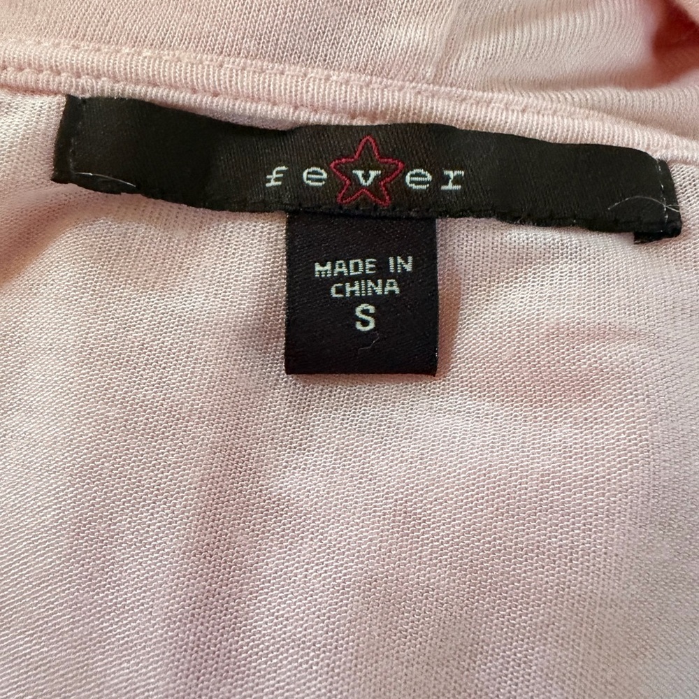 Fever NWT Women’s Open Front Pink Tunic Size Small Long Sleeve Ruffled Front - Picture 6 of 9